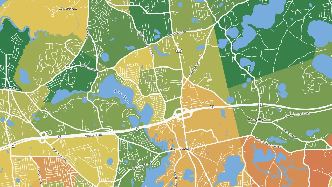 South Dennis, MA Map of Assault Rates