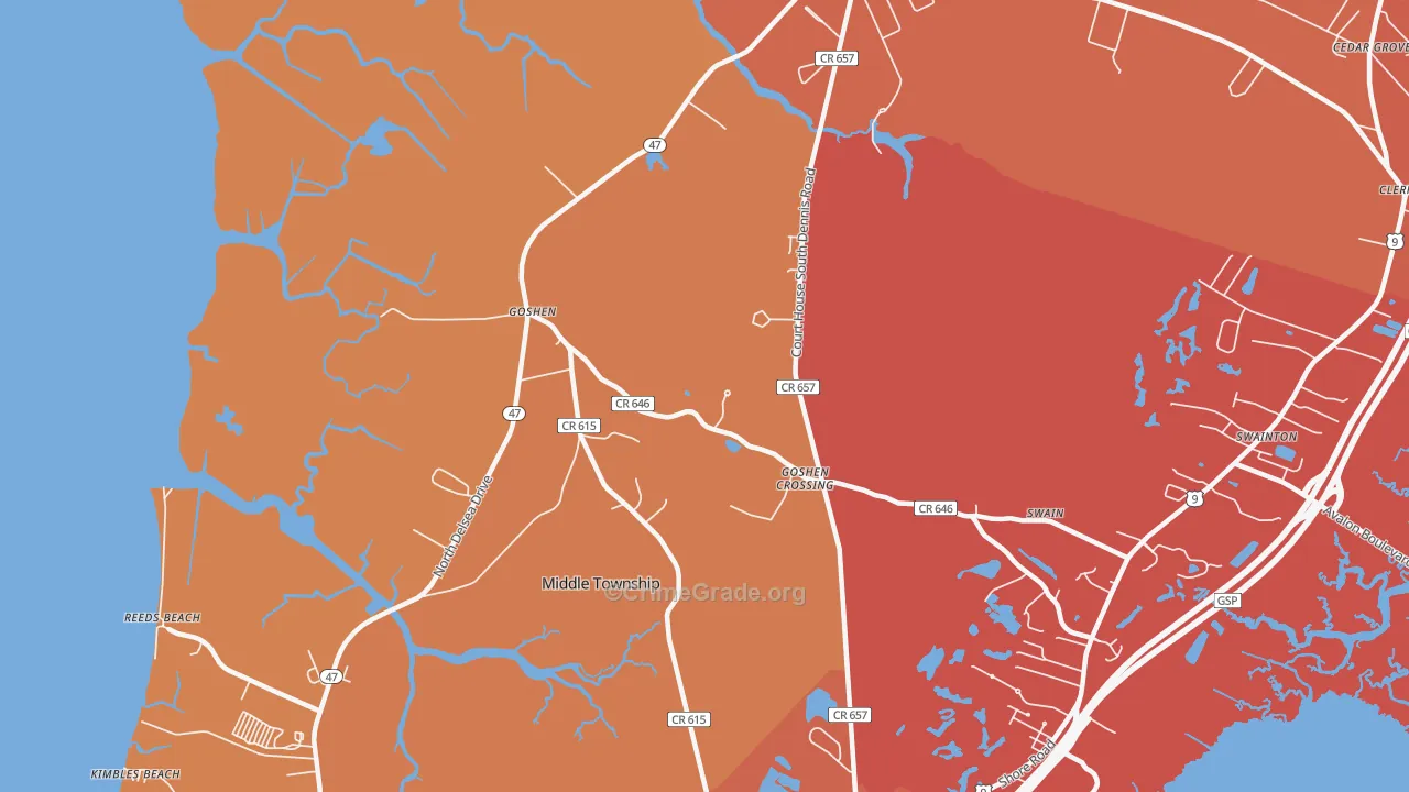 South Dennis, NJ Map of Assault Rates