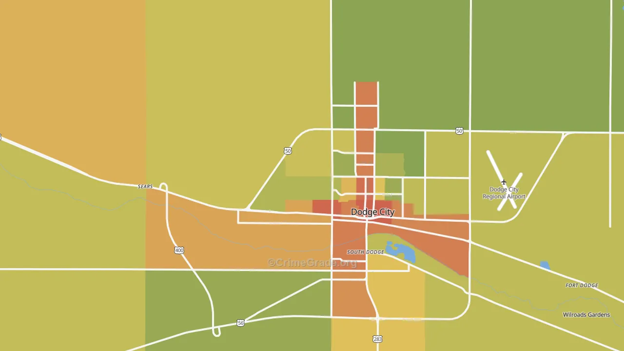 South Dodge, KS Map of Assault Rates