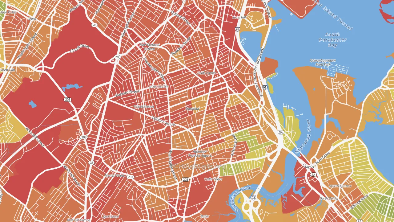 South Dorchester, Boston, MA Map of Assault Rates
