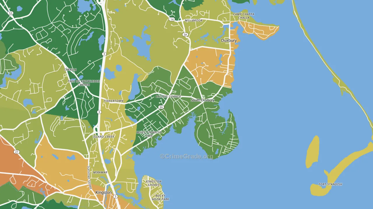 South Duxbury, Duxbury, MA Map of Assault Rates