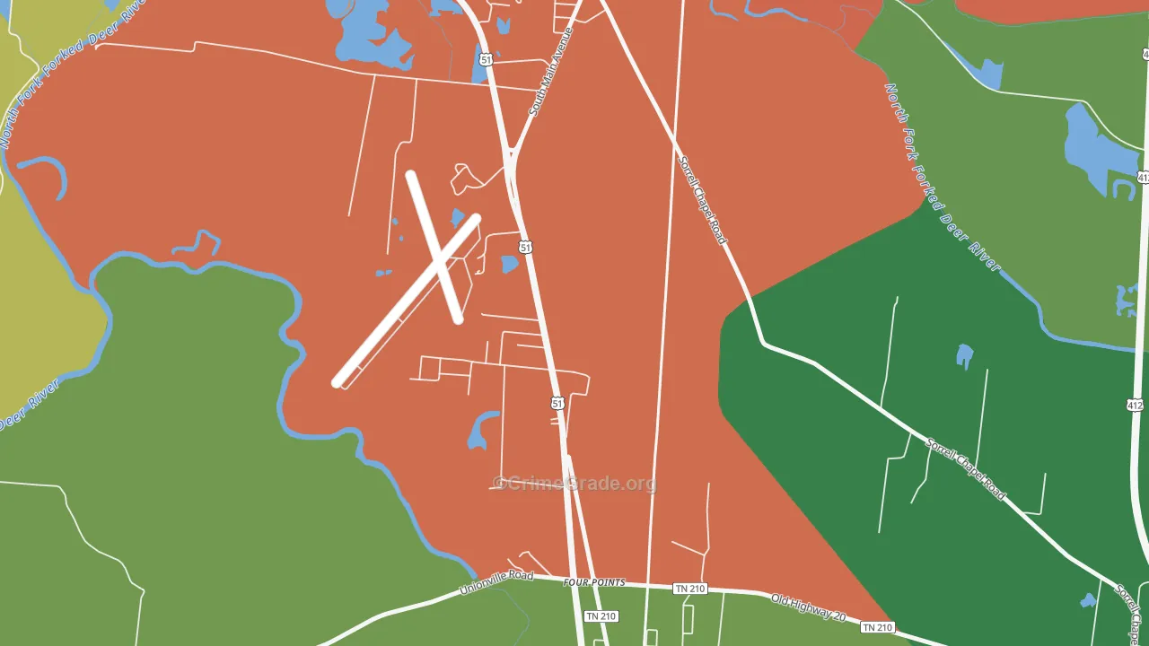 South Dyersburg, TN Map of Assault Rates
