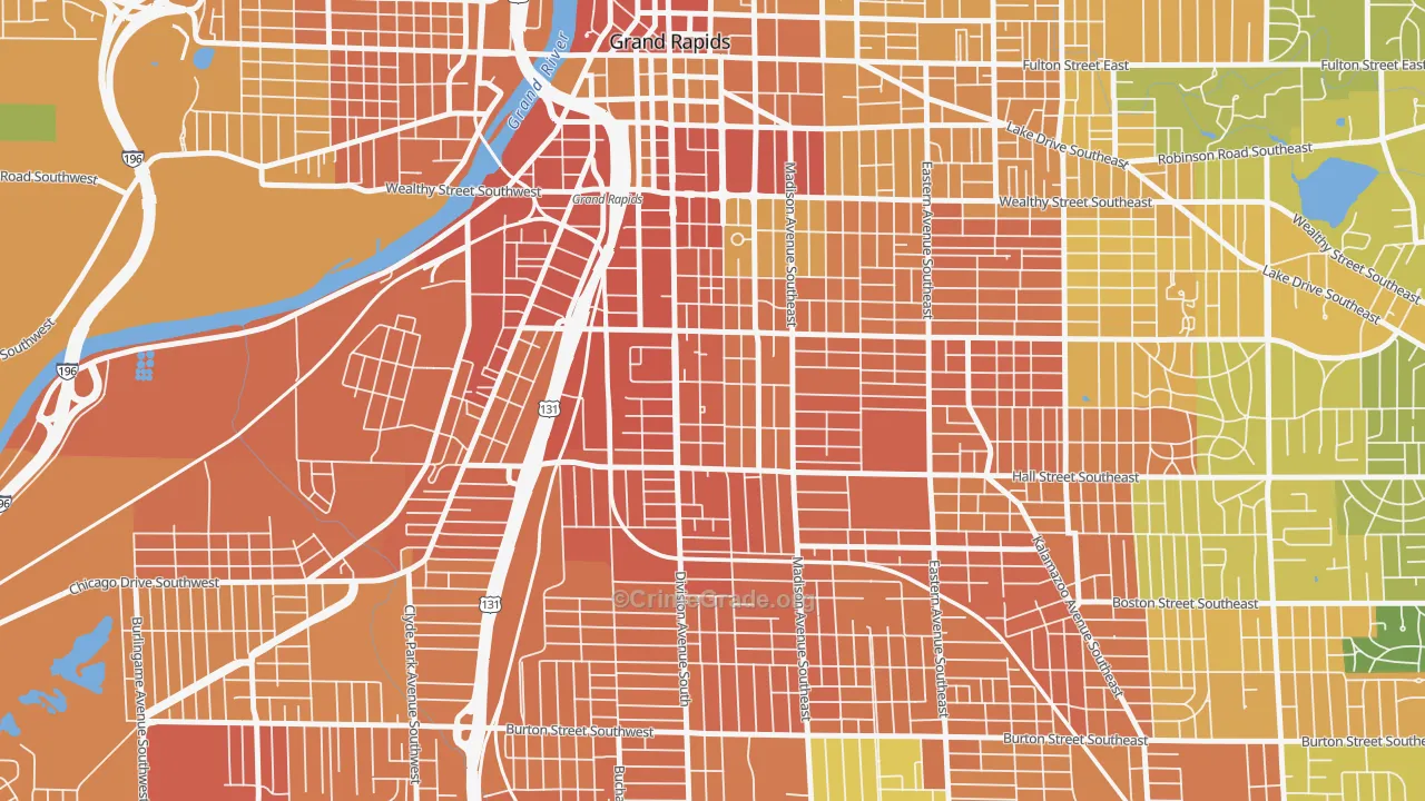 South East Community, Grand Rapids, MI Map of Assault Rates