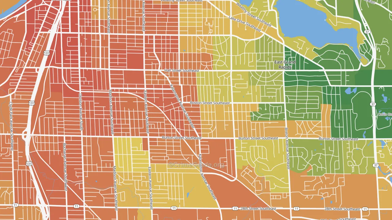 South East End, Grand Rapids, MI Map of Assault Rates