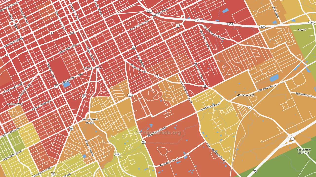 South East Hills, Erie, PA Map of Assault Rates
