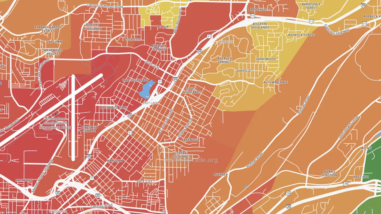 South East Lake, Birmingham, AL Map of Assault Rates