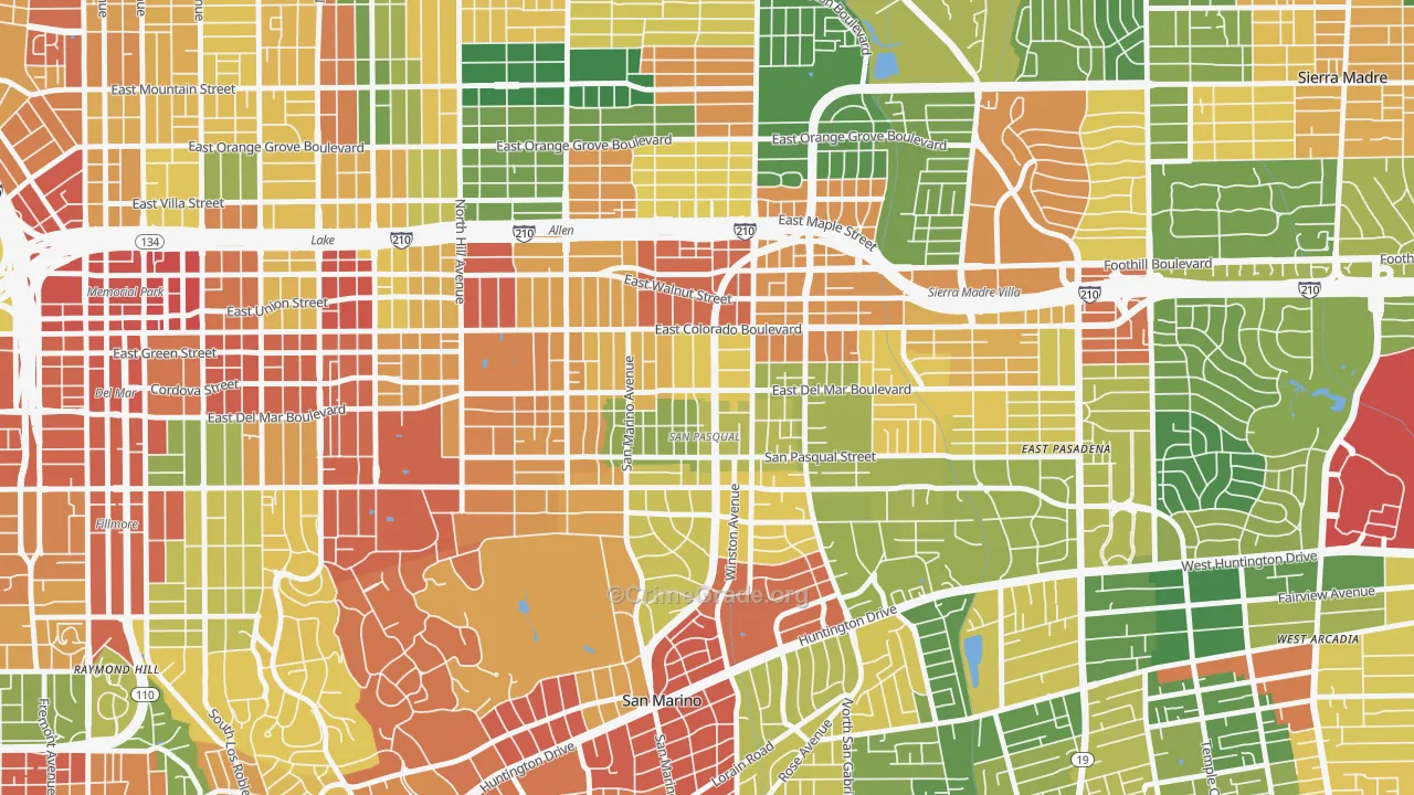South East, Pasadena, CA Map of Assault Rates