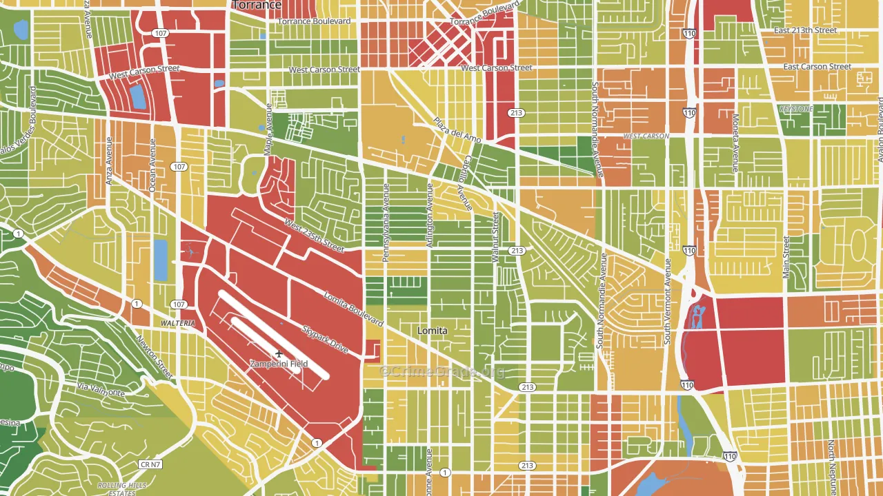 South East Torrance, Torrance, CA Map of Assault Rates