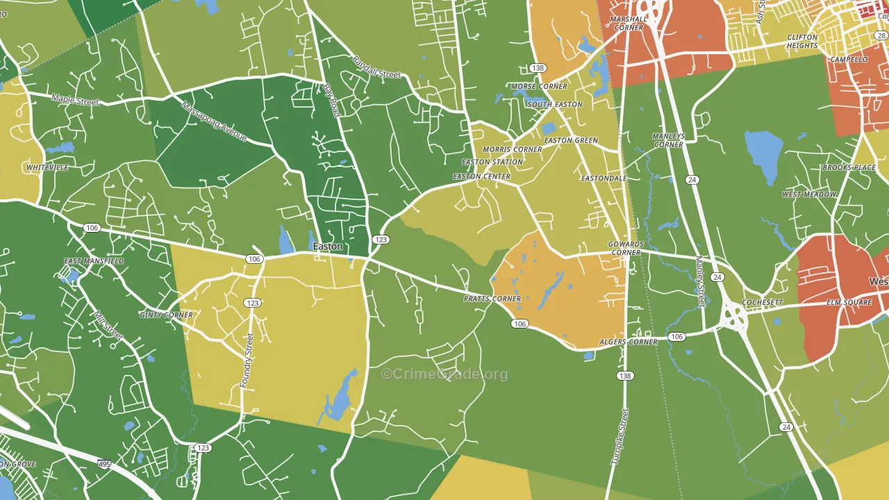 South Easton, MA Map of Assault Rates