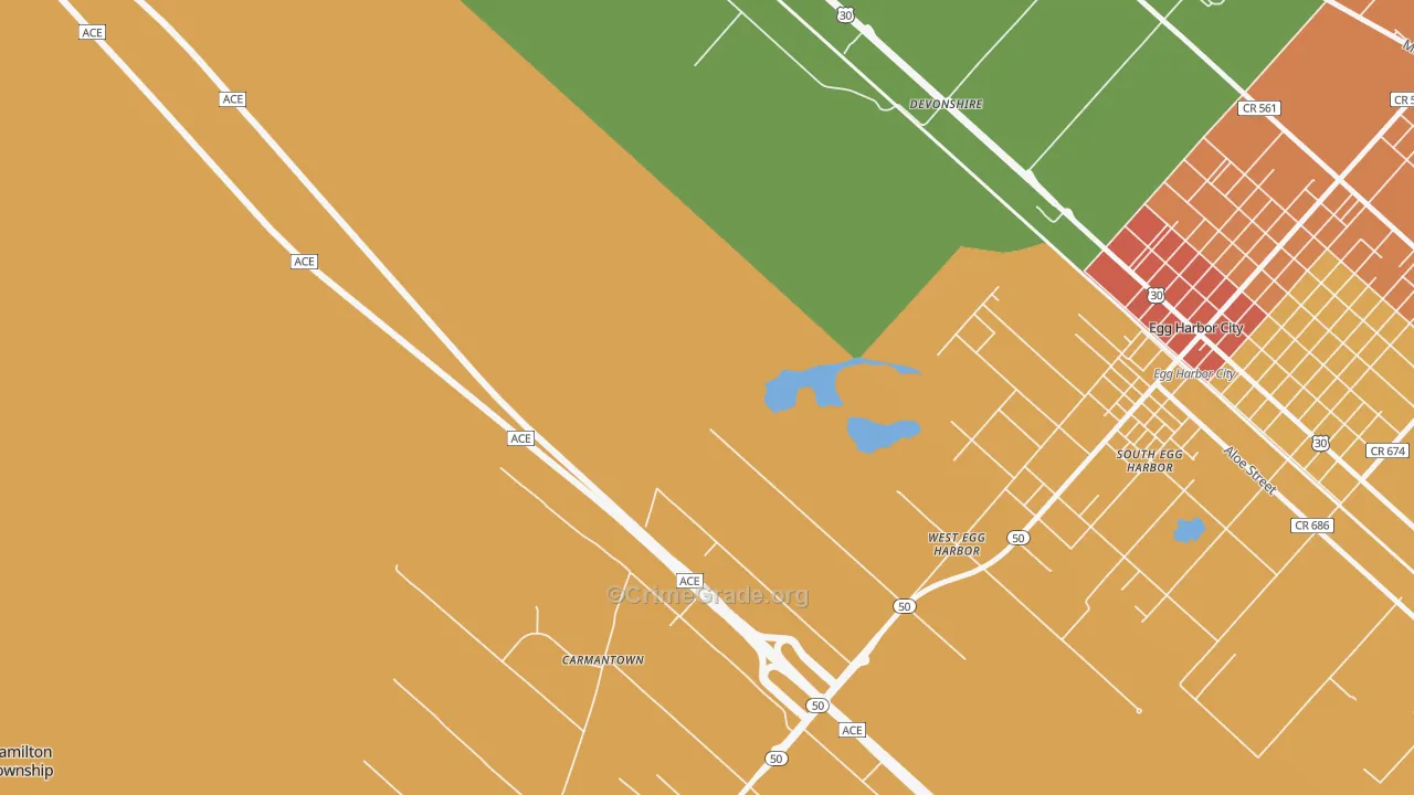 South Egg Harbor, NJ Map of Assault Rates