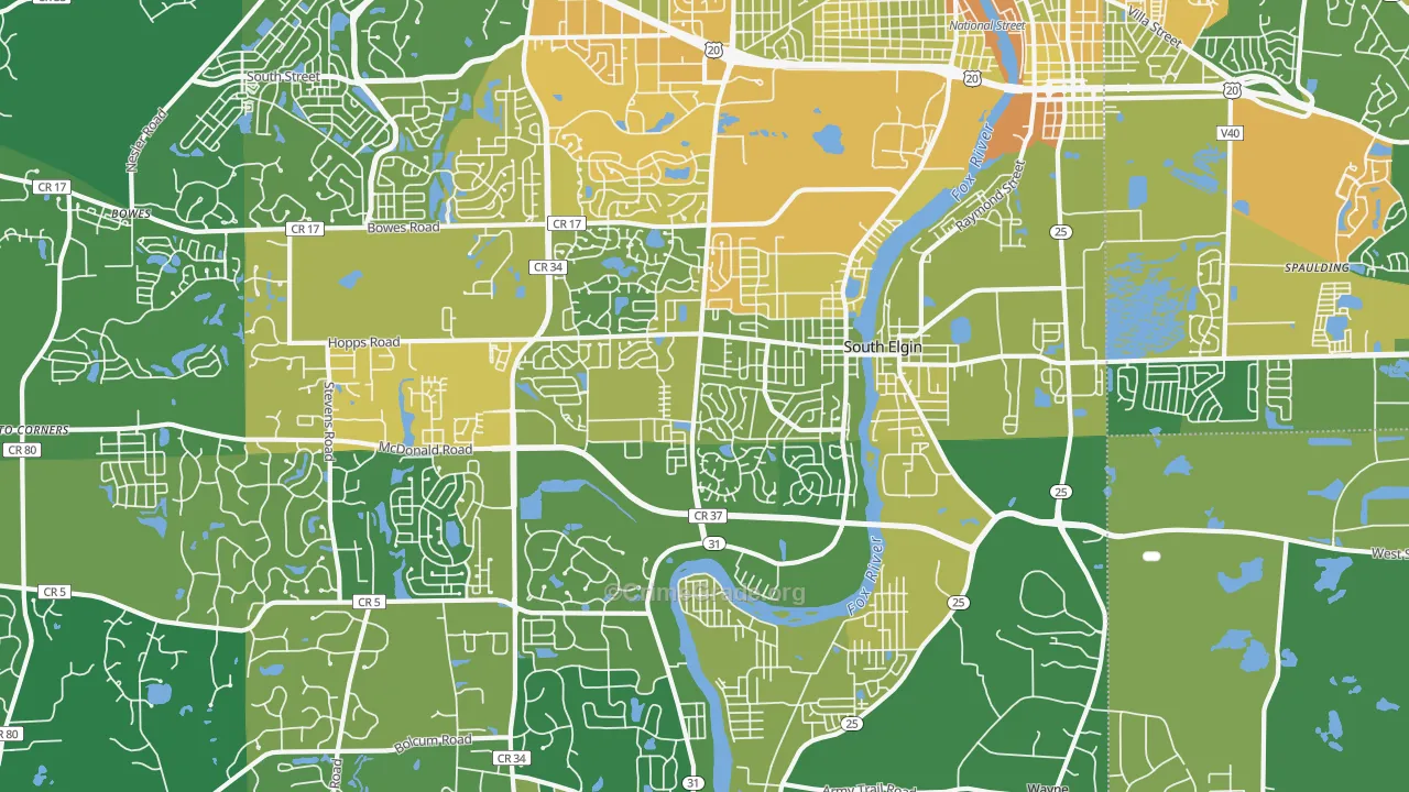 South Elgin, IL Map of Assault Rates