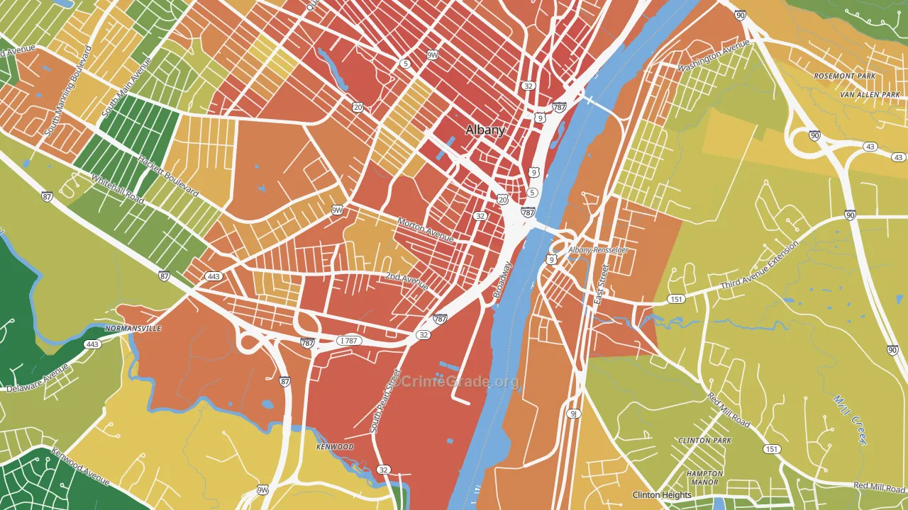 South End, Albany, NY Map of Assault Rates