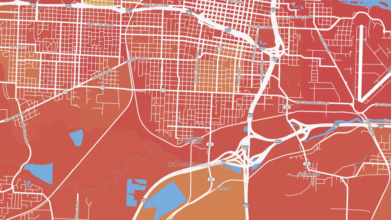 South End, Little Rock, AR Map of Assault Rates