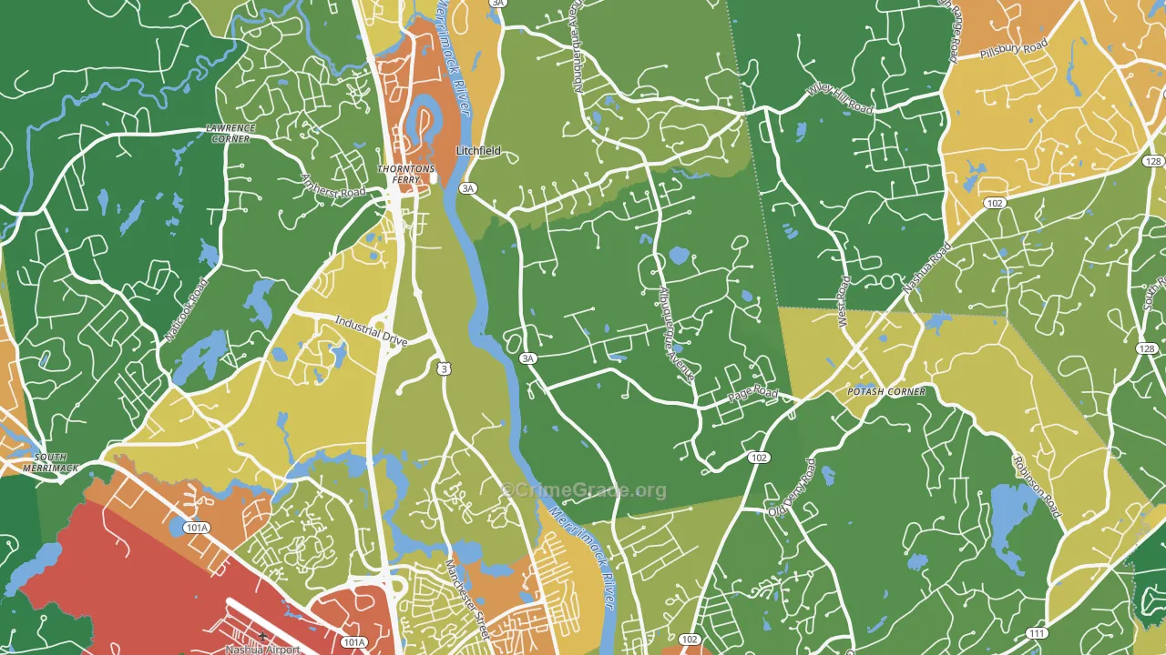 South End, Nashua, NH Map of Assault Rates