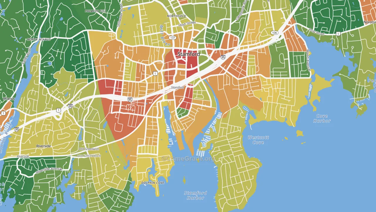 South End Stamford, Stamford, CT Map of Assault Rates