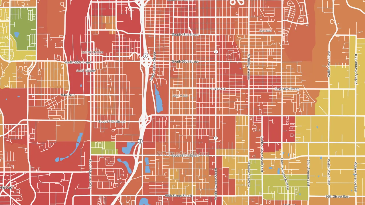 South End, Tacoma, WA Map of Assault Rates