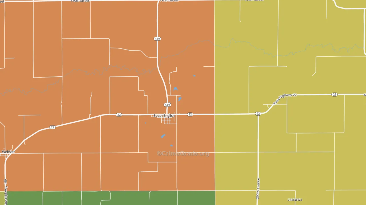 South English, IA Map of Assault Rates