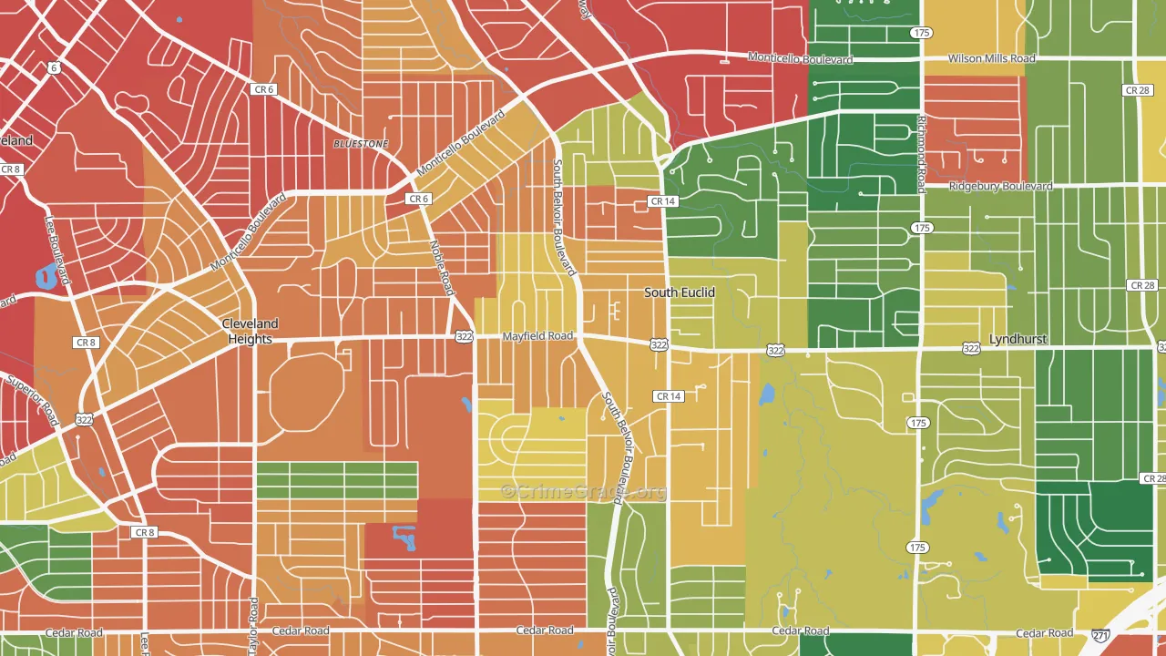 South Euclid, OH Map of Assault Rates