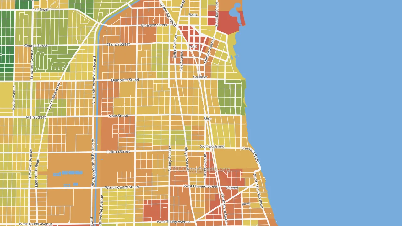 South Evanston, Evanston, IL Map of Assault Rates