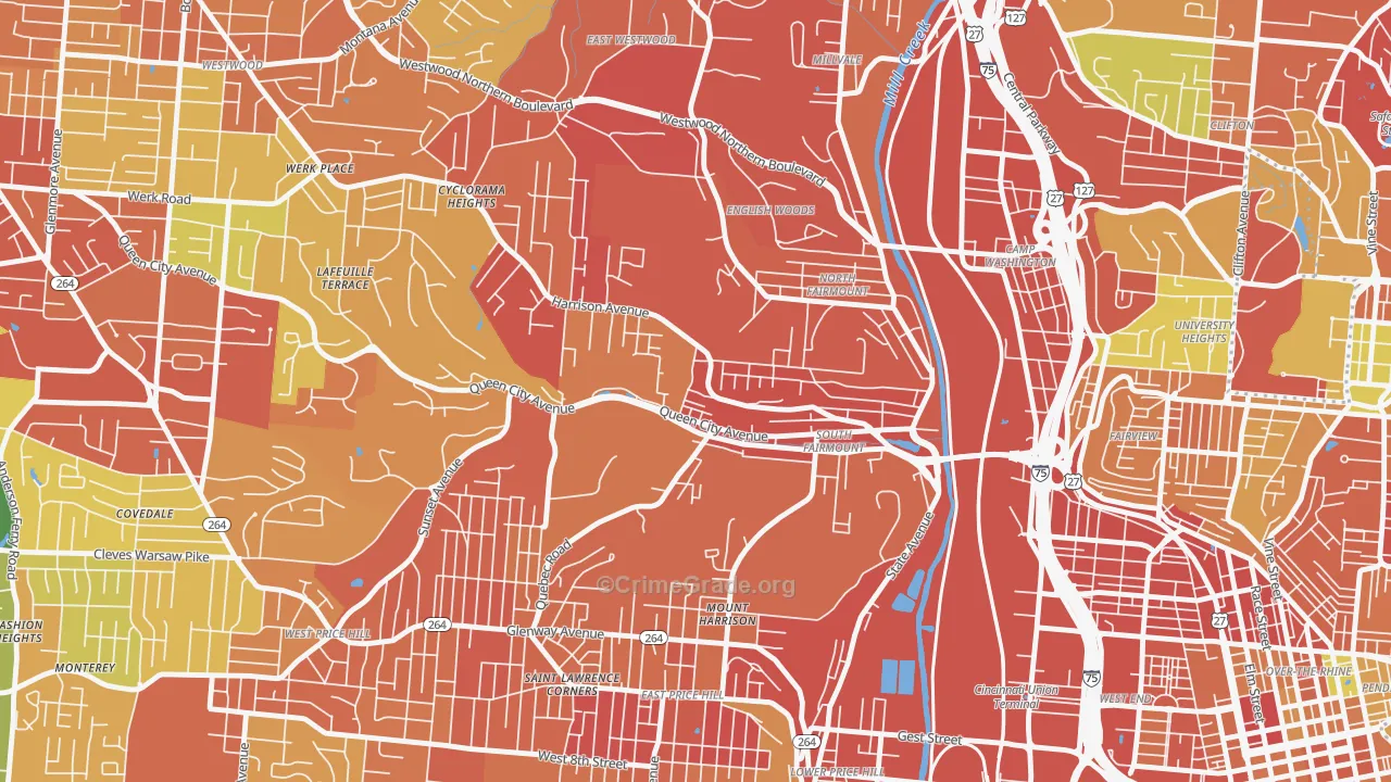 South Fairmount, Cincinnati, OH Map of Assault Rates