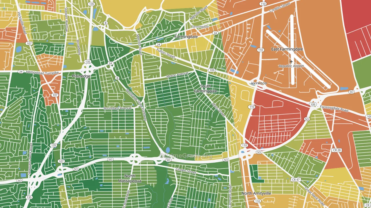 South Farmingdale, NY Map of Assault Rates