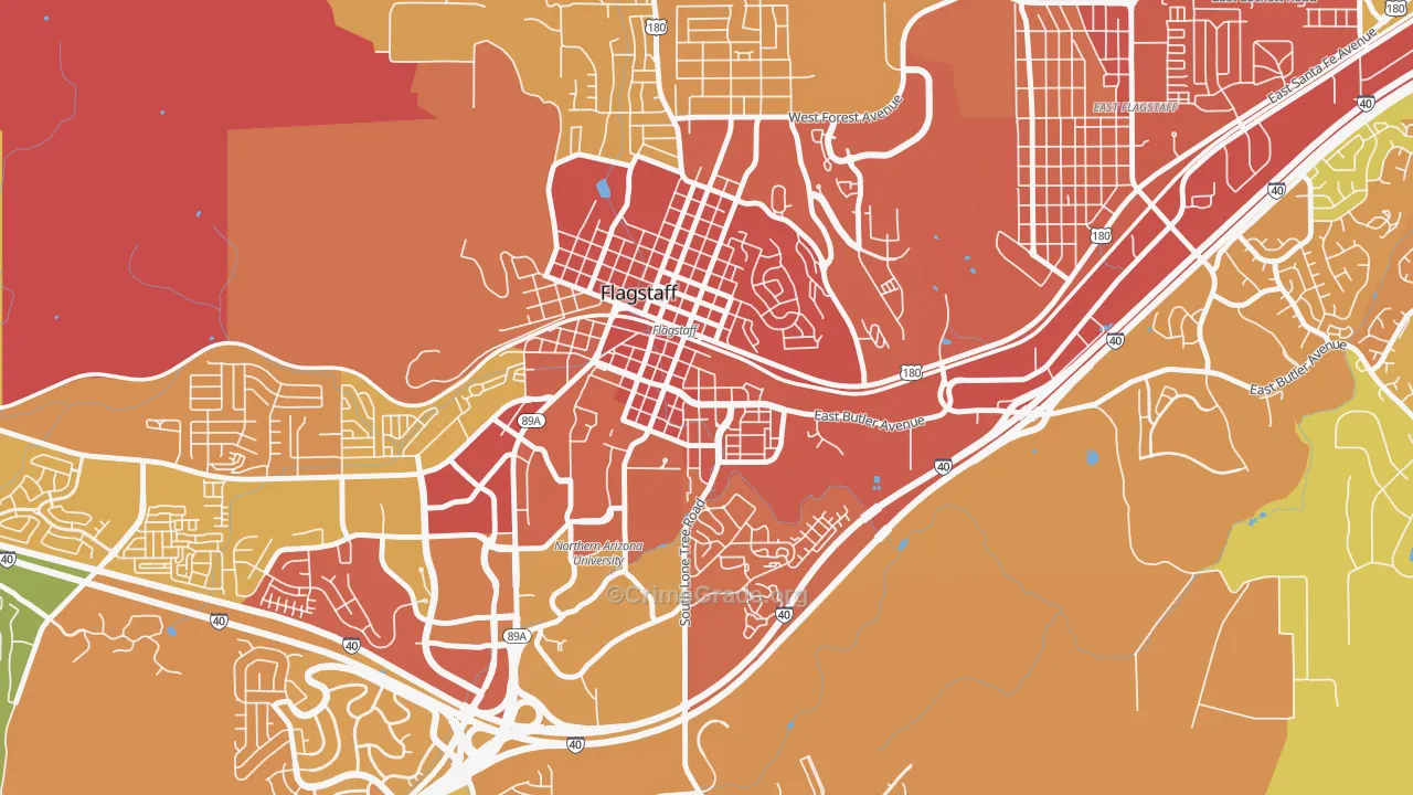 South Flagstaff, Flagstaff, AZ Map of Assault Rates