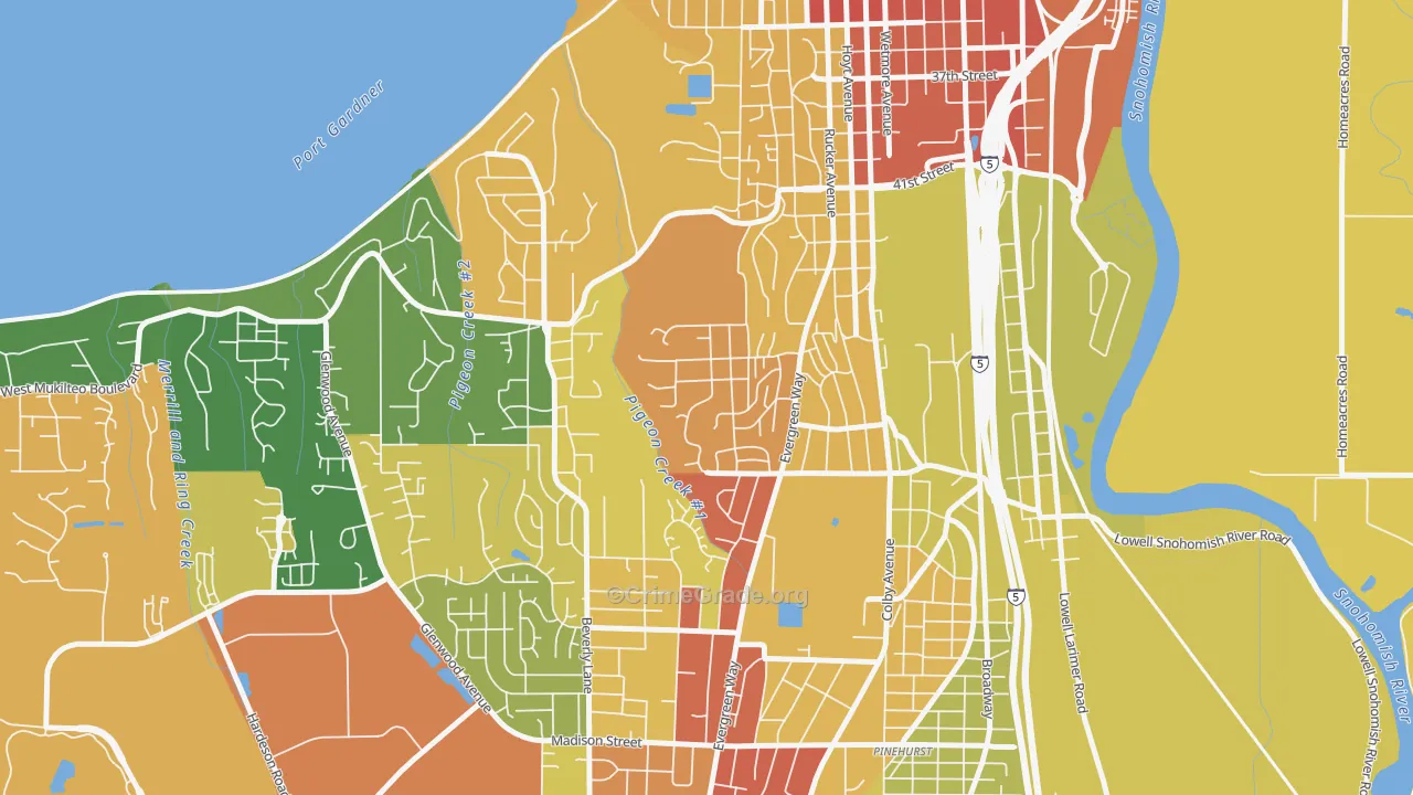 South Forest Park, Everett, WA Map of Assault Rates