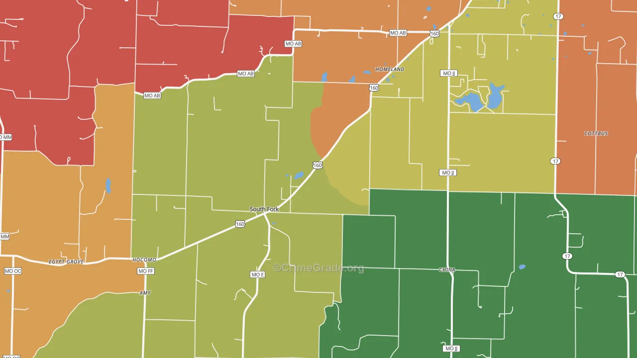South Fork, MO Map of Assault Rates