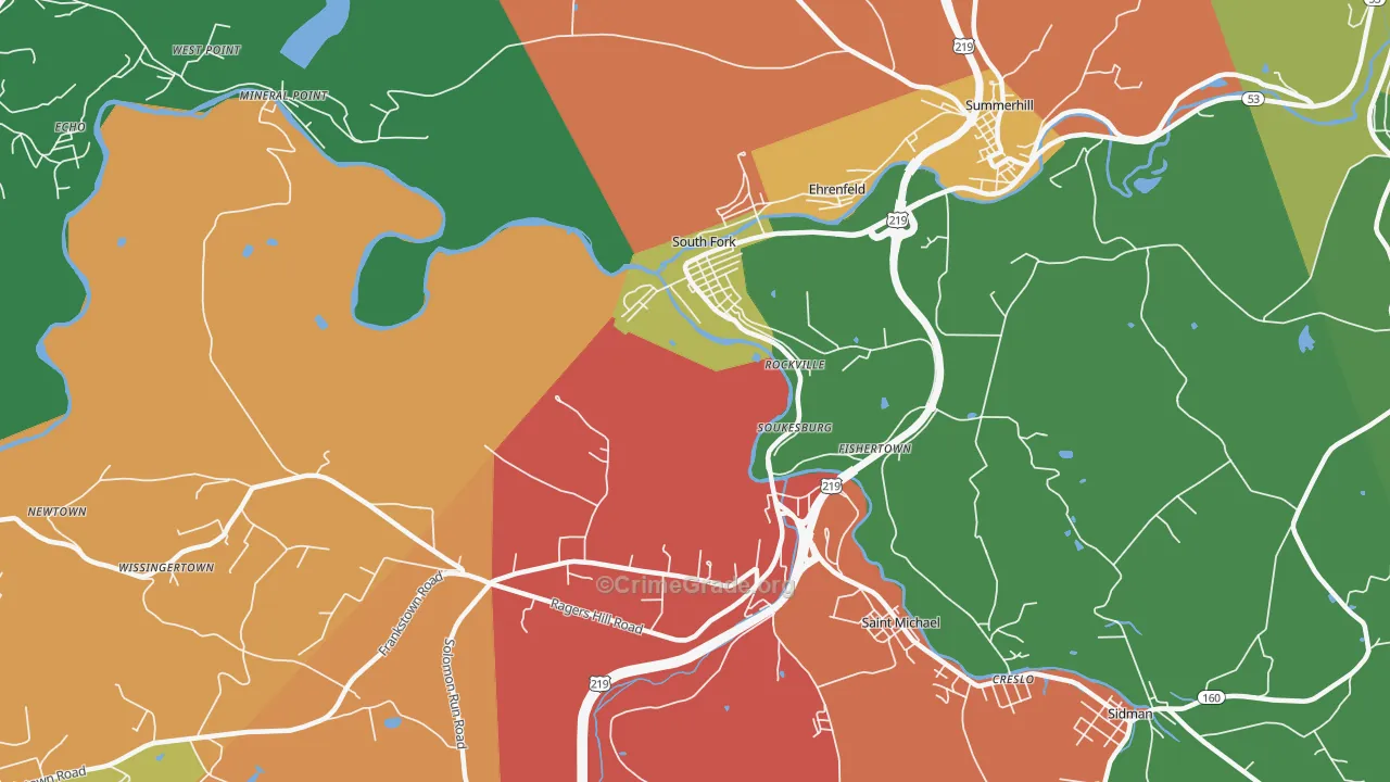 South Fork, PA Map of Assault Rates