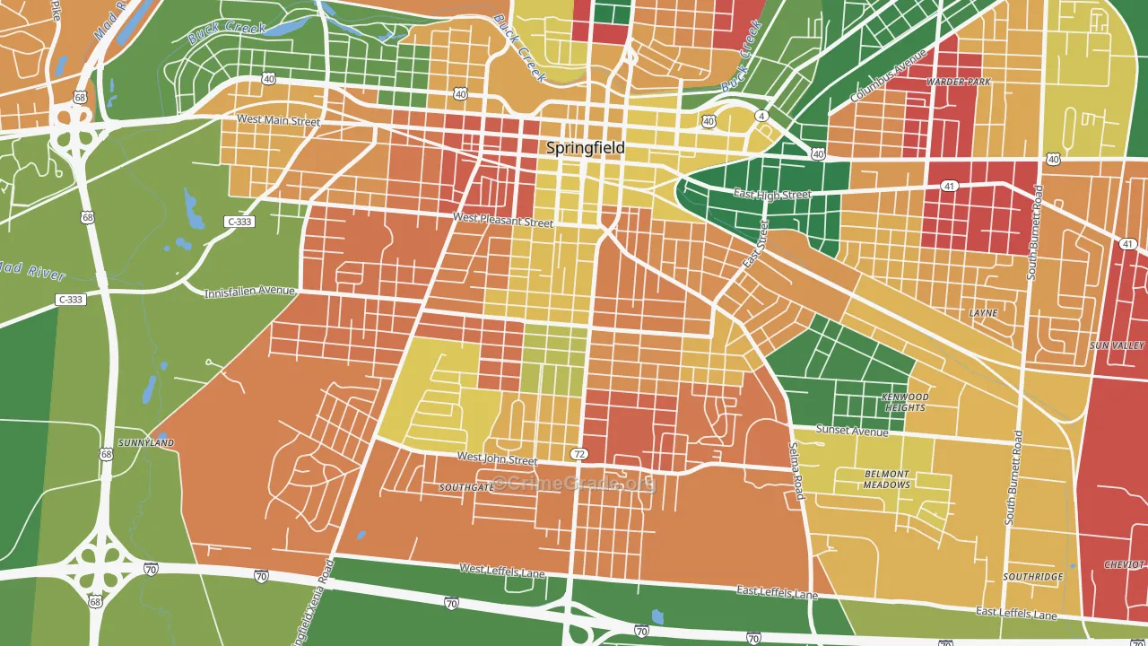 South Fountain Avenue Historic District, Springfield, OH Map of Assault Rates