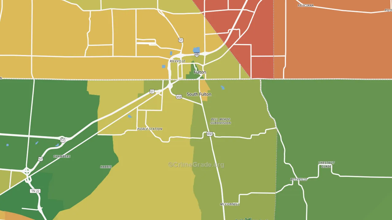 South Fulton, TN Map of Assault Rates