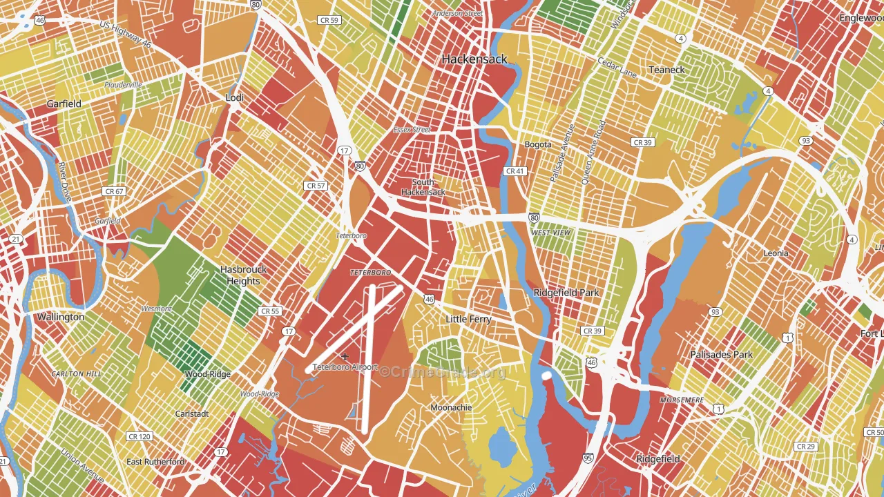 South Hackensack, NJ Map of Assault Rates