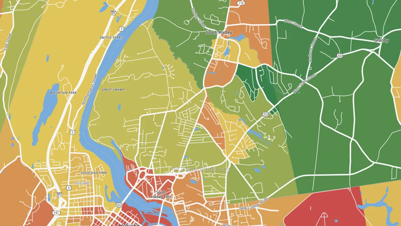 South Hadley, MA Map of Assault Rates