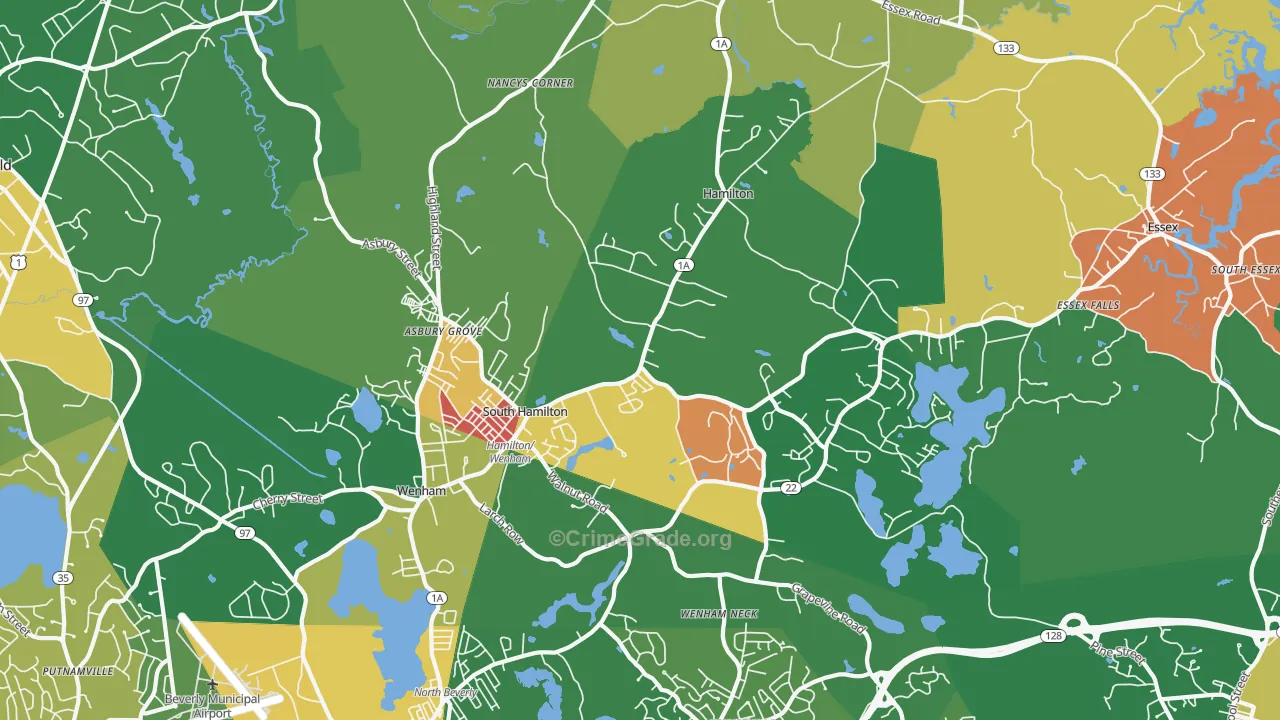 South Hamilton, MA Map of Assault Rates