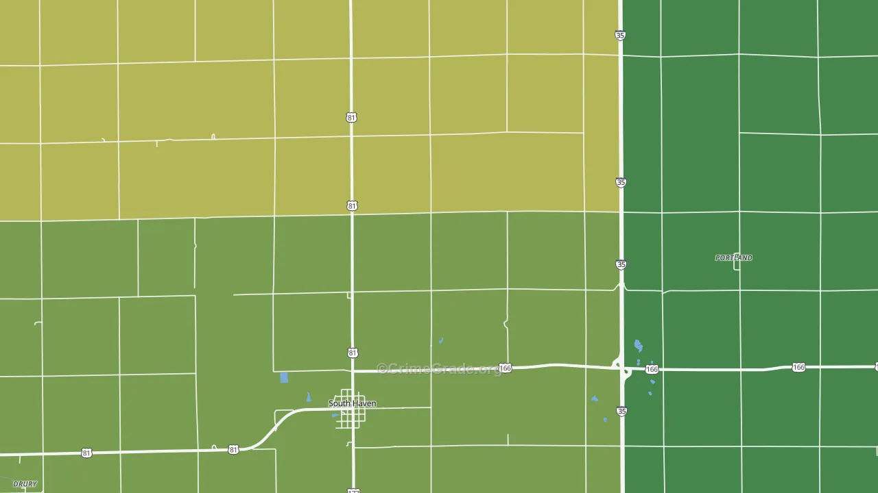 South Haven, KS Map of Assault Rates