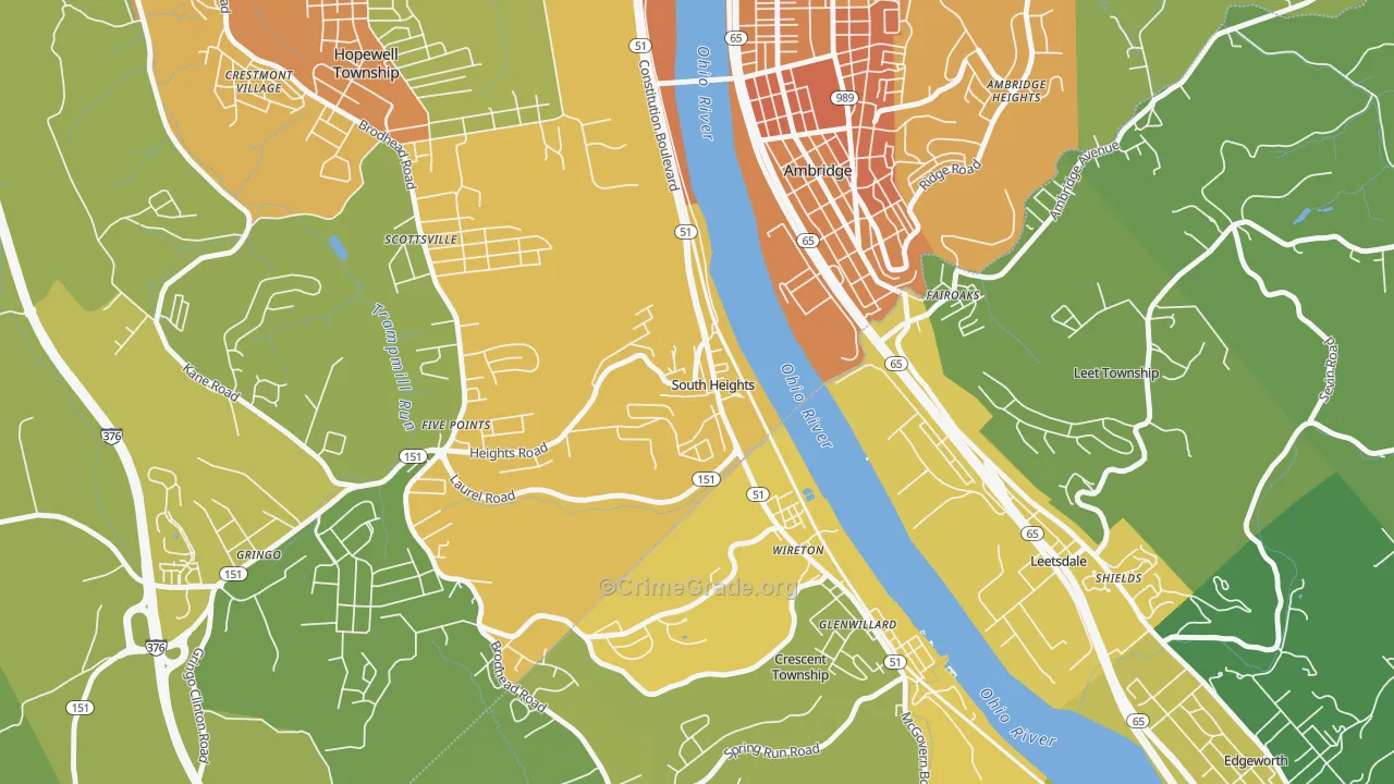 South Heights, PA Map of Assault Rates
