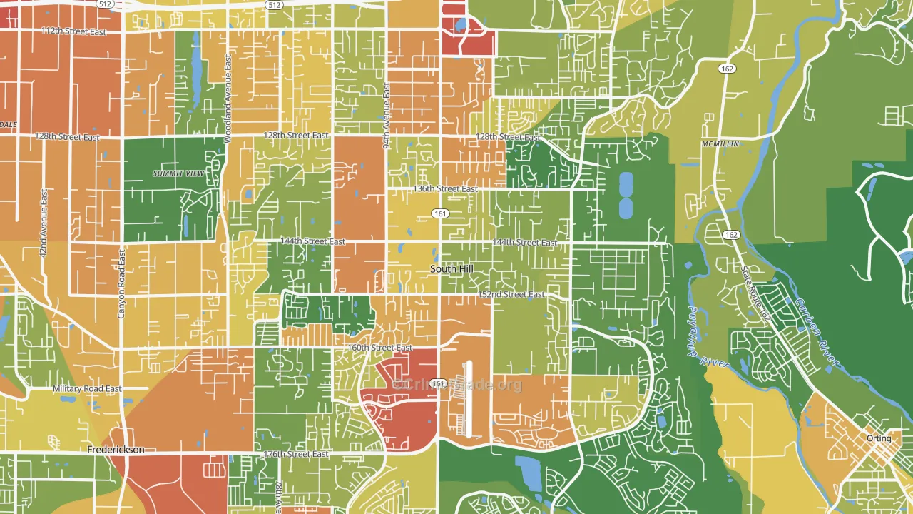 South Hill, WA Map of Assault Rates