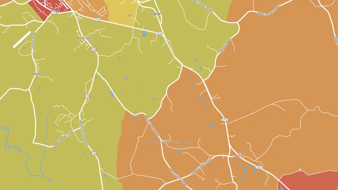 South Hills, SC Map of Assault Rates