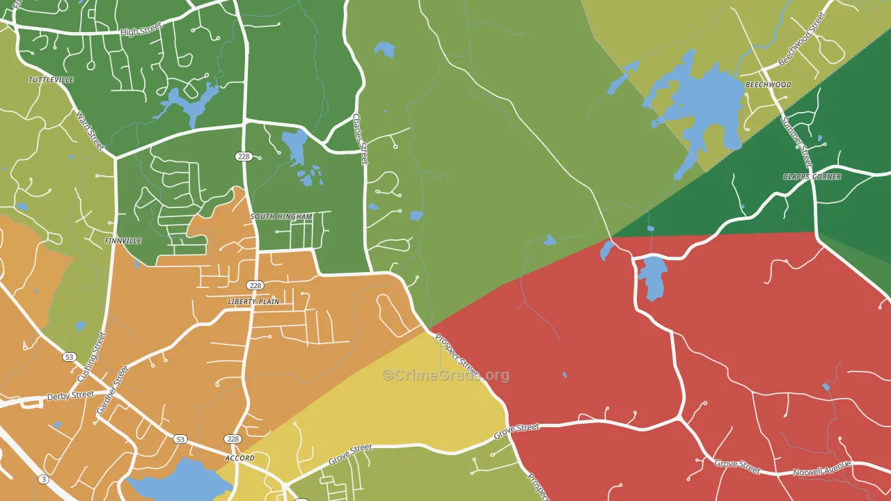 South Hingham, MA Map of Assault Rates