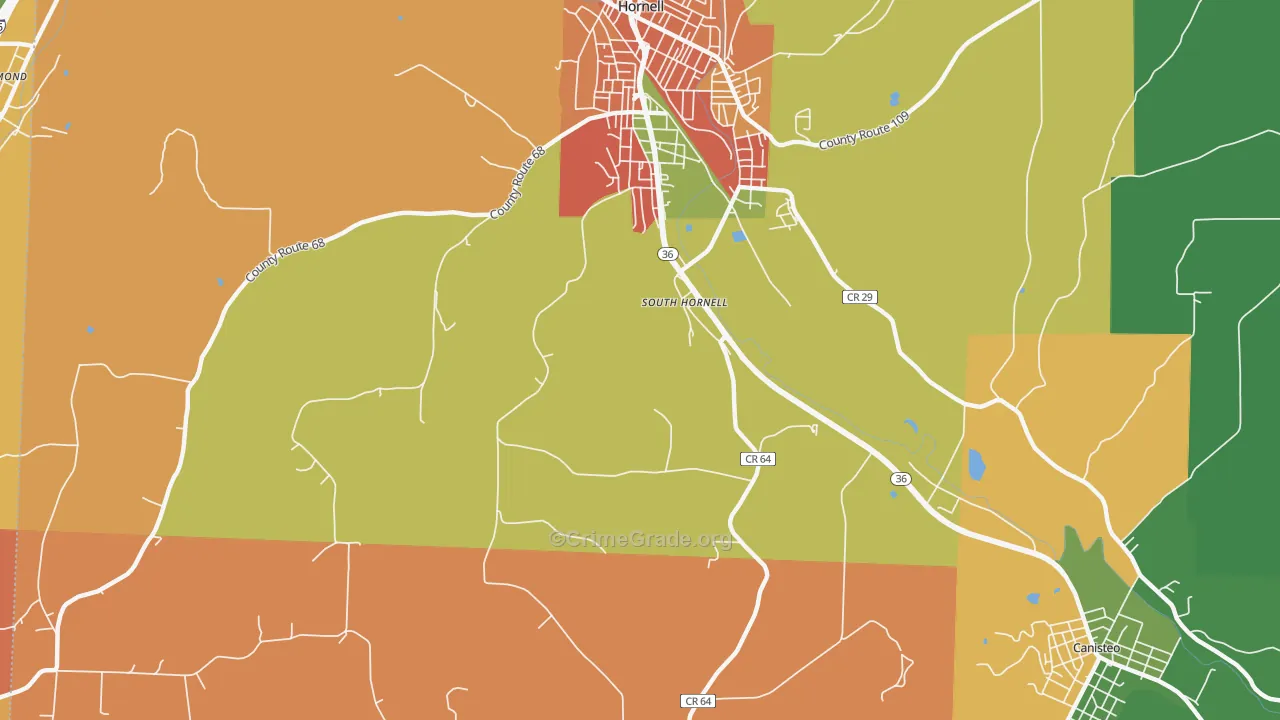 South Hornell, NY Map of Assault Rates