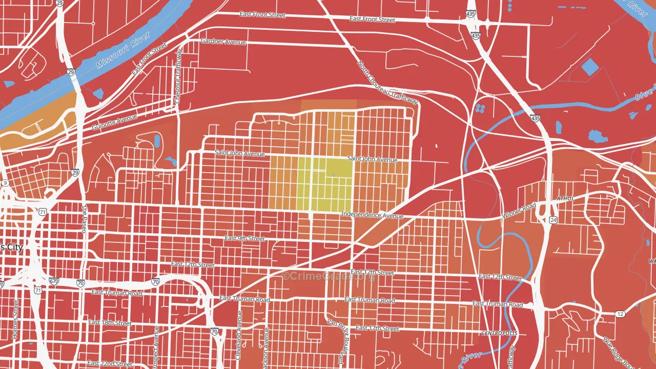 South India Mound, Kansas City, MO Map of Assault Rates