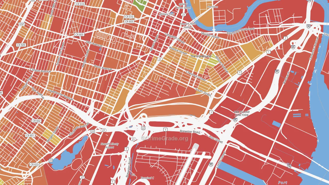 South Ironbound, Newark, NJ Map of Assault Rates