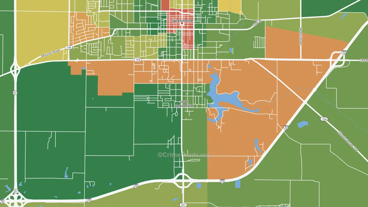 South Jacksonville, IL Map of Assault Rates