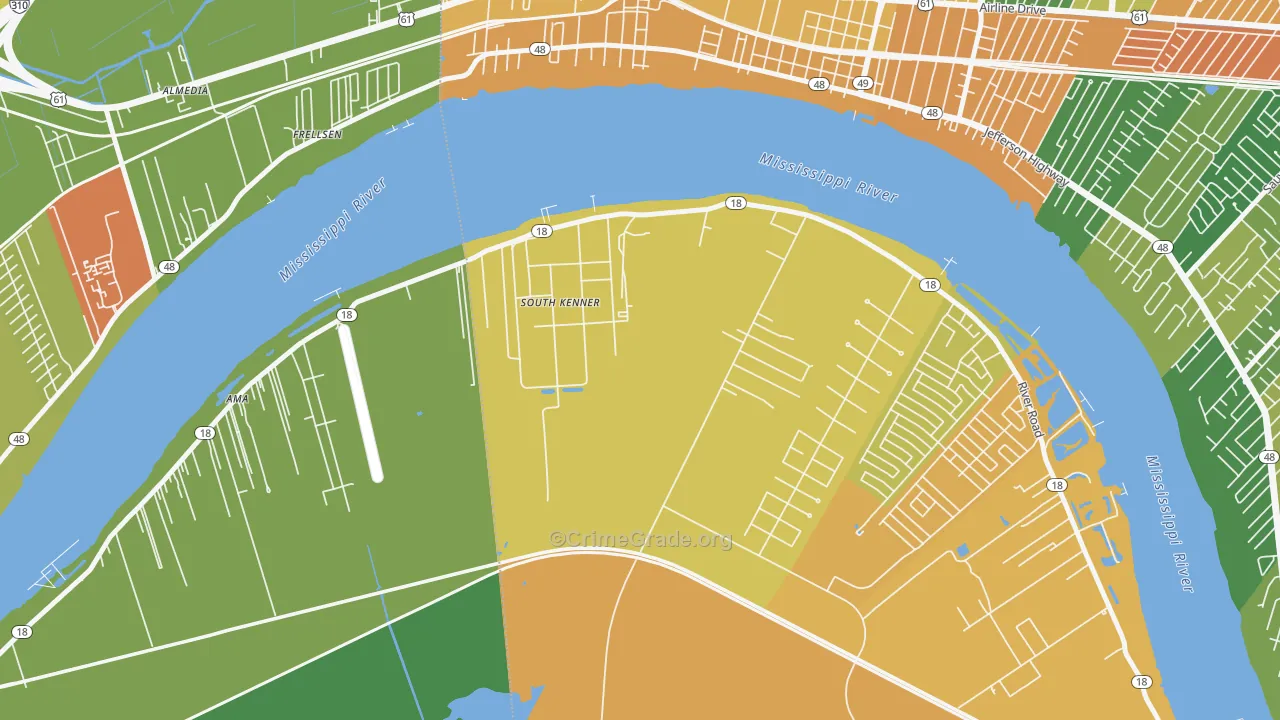 South Kenner, LA Map of Assault Rates