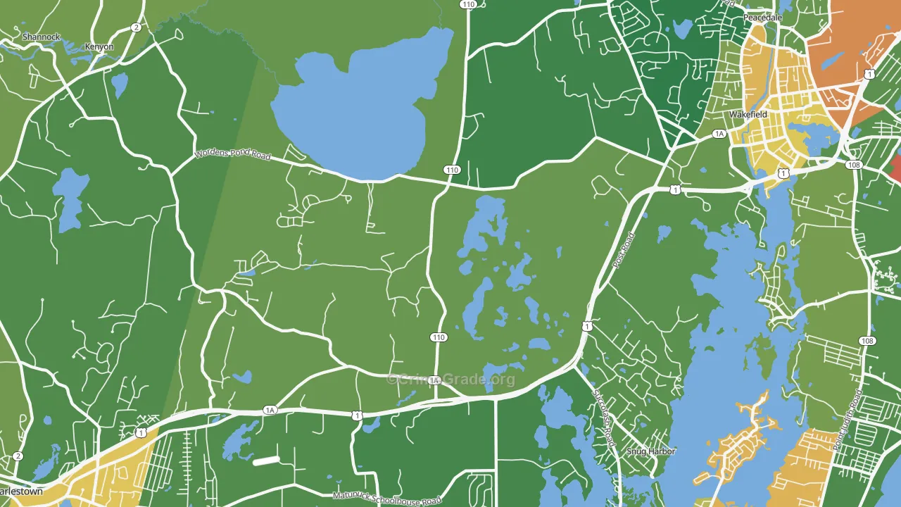 South Kingstown, RI Map of Assault Rates