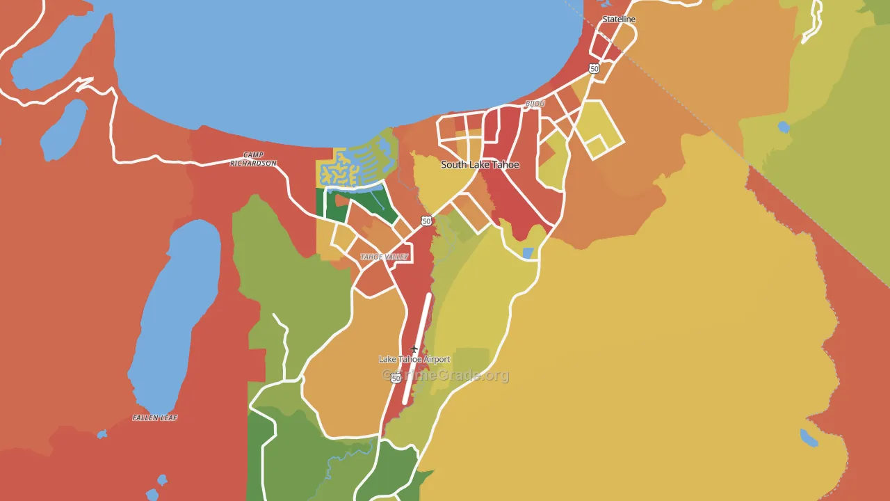 South Lake Tahoe, CA Map of Assault Rates