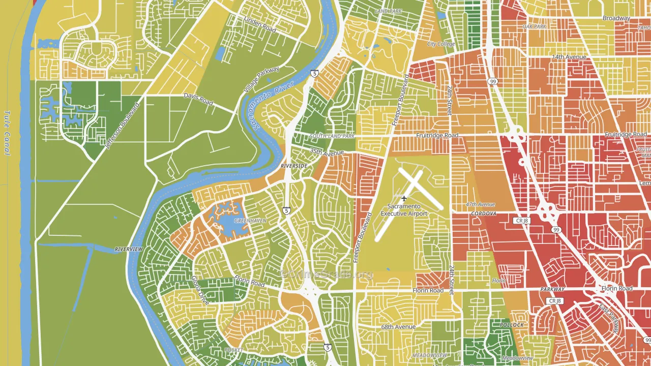 South Land Park, Sacramento, CA Map of Assault Rates