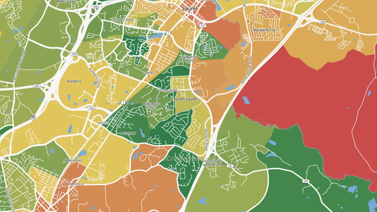 South Laurel, MD Map of Assault Rates