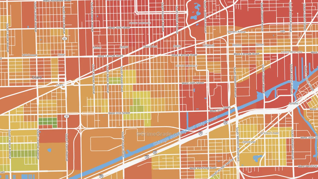 South Lawndale, Chicago, IL Map of Assault Rates