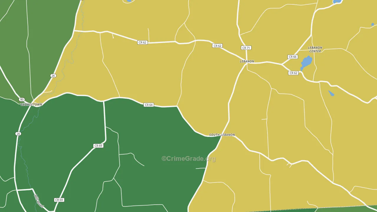 South Lebanon, NY Map of Assault Rates